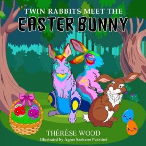 Twin rabbits meet the Easter bunny